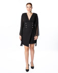 Chic Black Mini Dress with Flowing Chiffon Sleeves