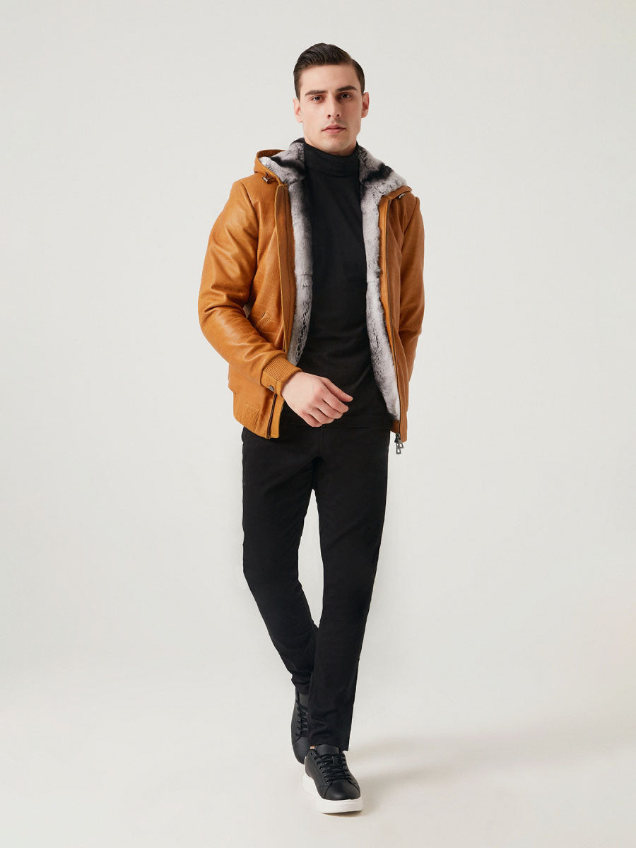 RONCHAMP Rex Rabbit Fur Men's Leather Coat