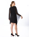 Chic Black Mini Dress with Flowing Chiffon Sleeves