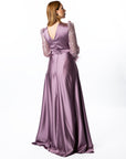 Elegant Lavender Sequin Sleeve Maxi Dress with Slit