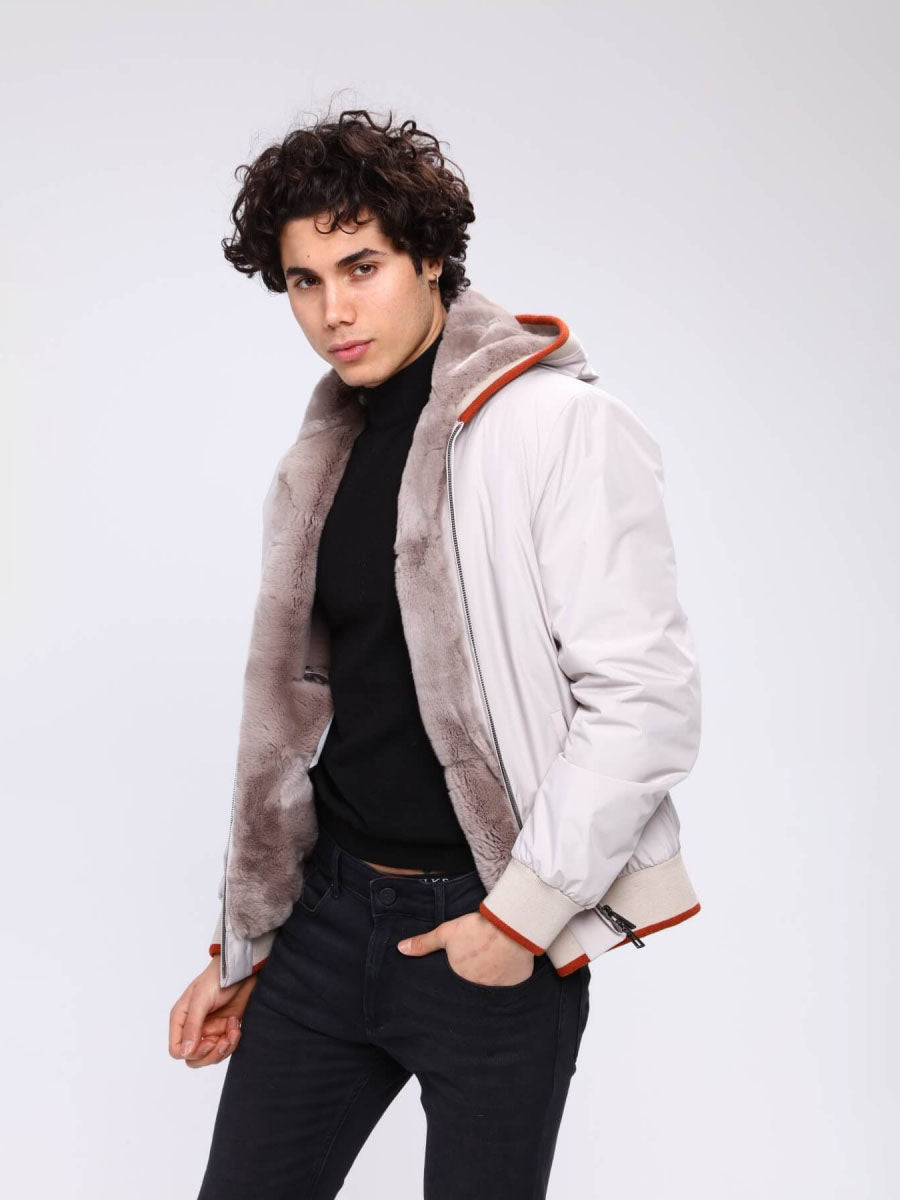 ROPE Rex Rabbit Fur Men's Waterproof Coat