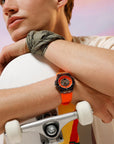 Orange Dial Black Coated Automatic Men's Wristwatch