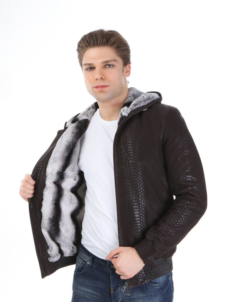 FIELDLINE Rex Rabbit Fur Men's Suede Leather Jacket