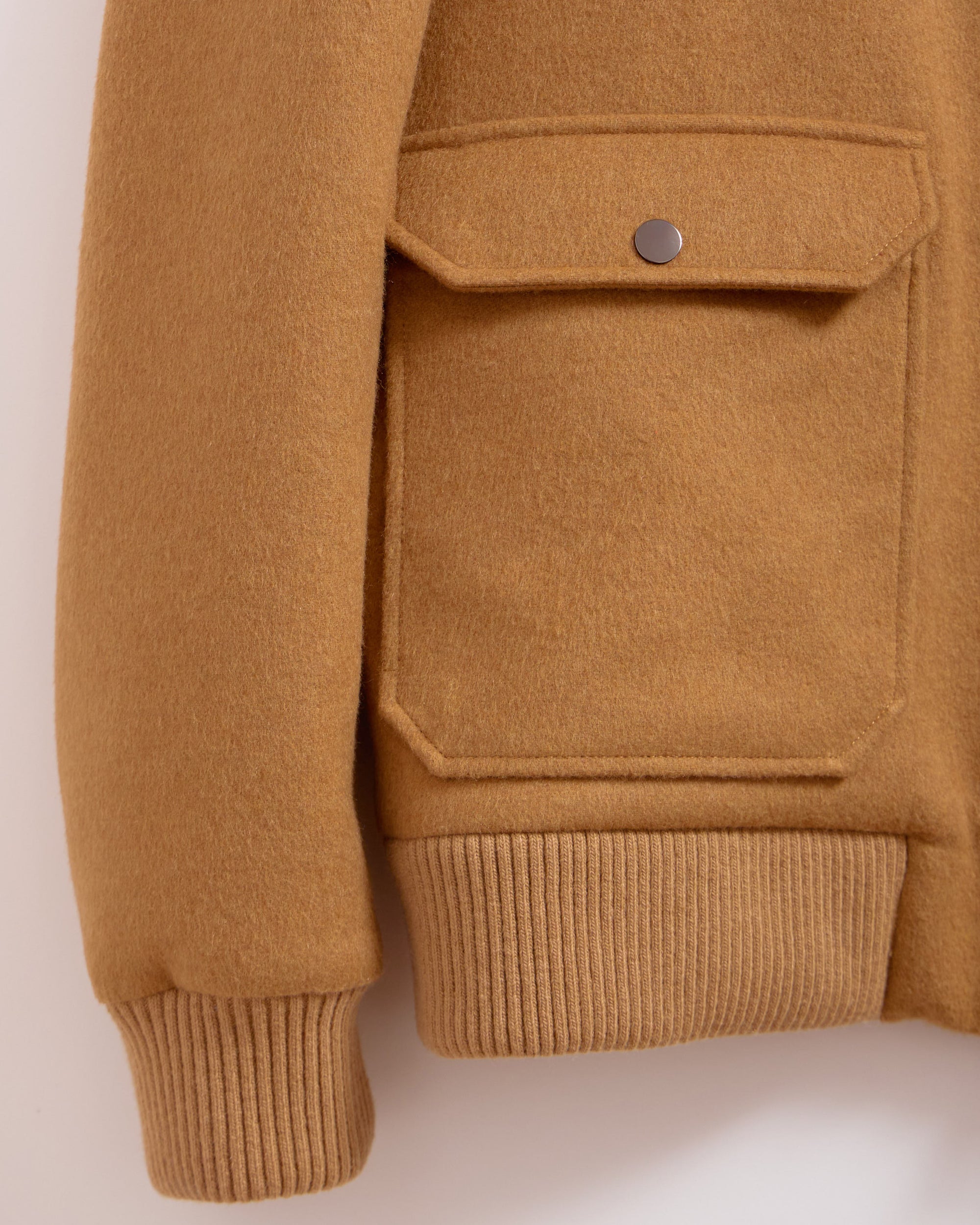 DETRO Cashmere Bomber Jacket with Rex Fur Collar