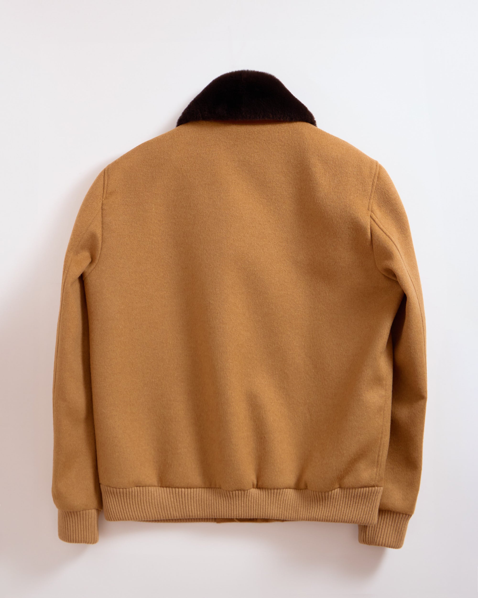 DETRO Cashmere Bomber Jacket with Rex Fur Collar