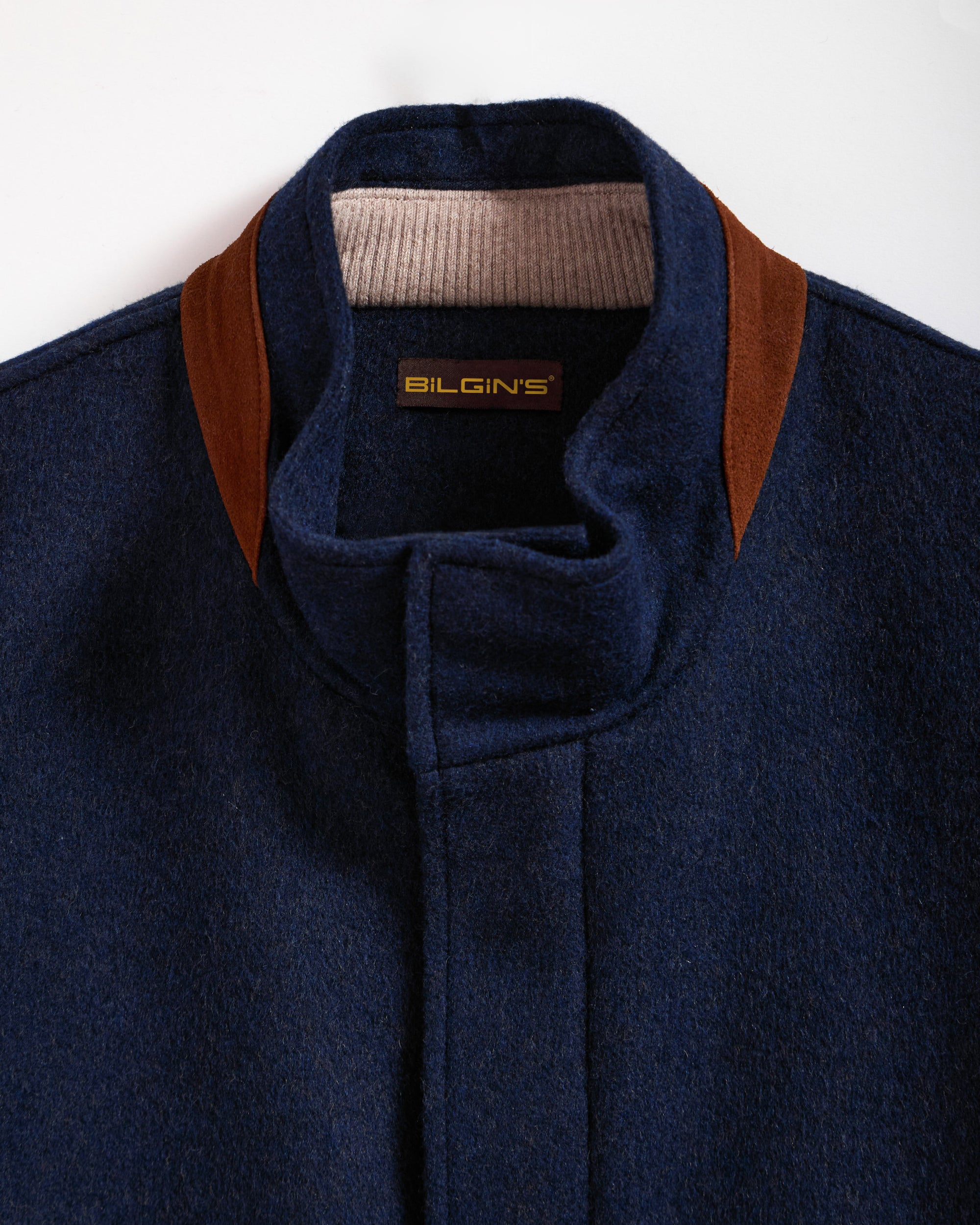 OSAN Suede Leather Detailed Cashmere Coat