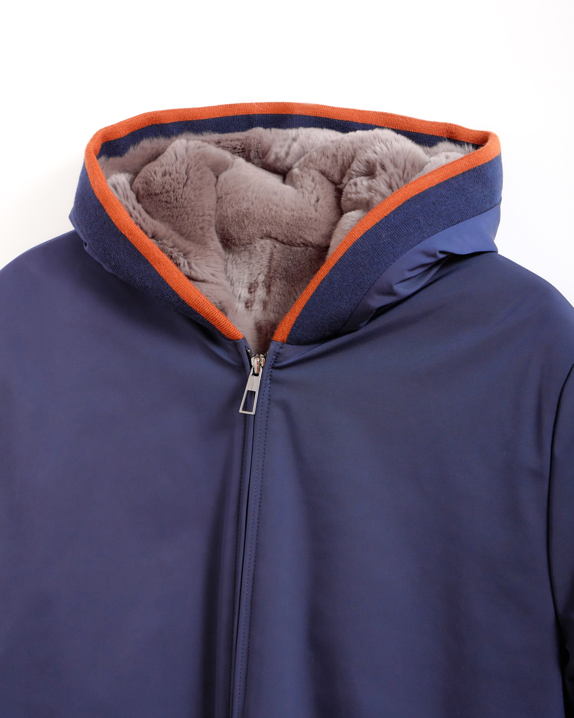 ROPE Rex Rabbit Fur Men's Textile Coat