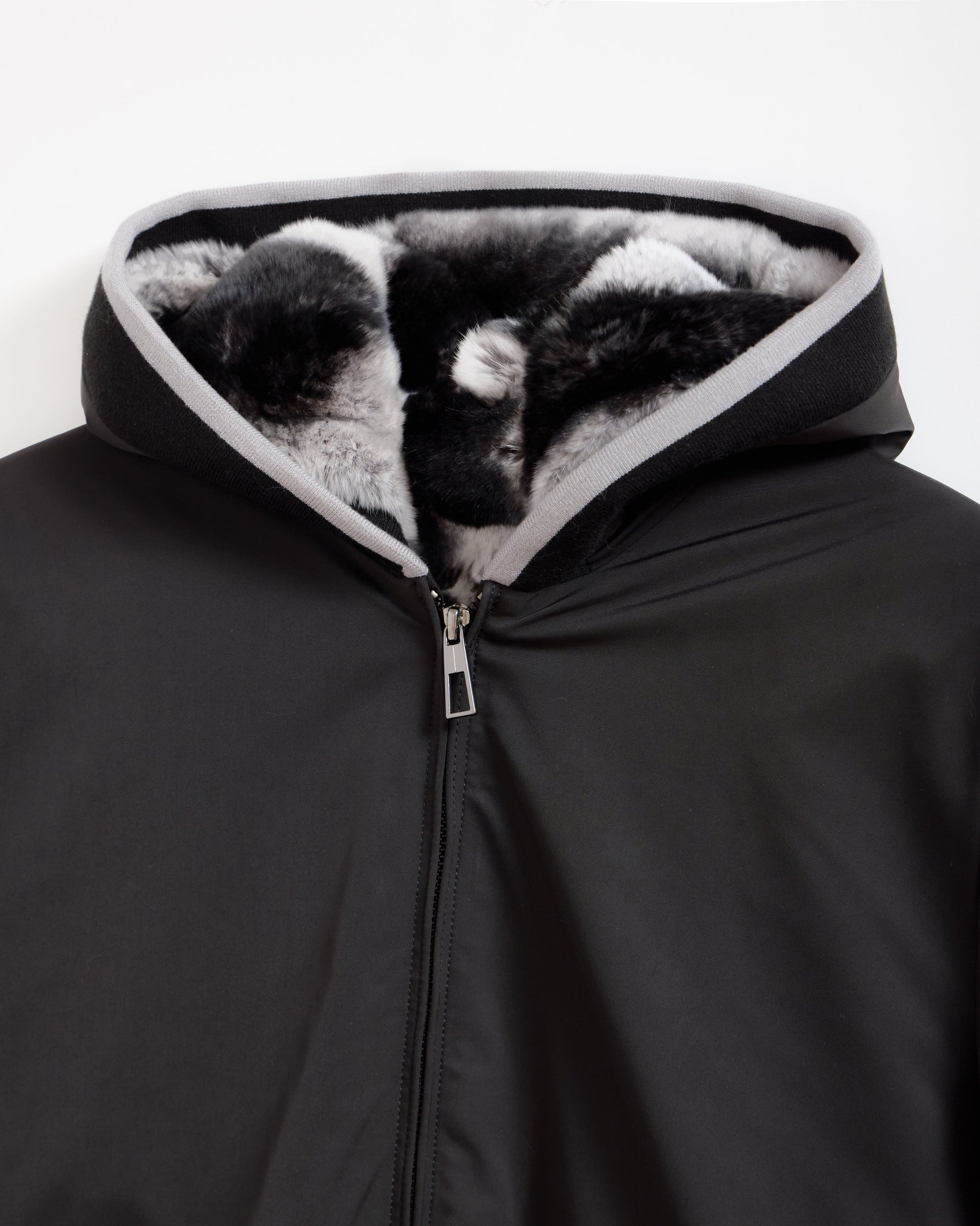 ROPE Rex Rabbit Fur Men's Textile Coat
