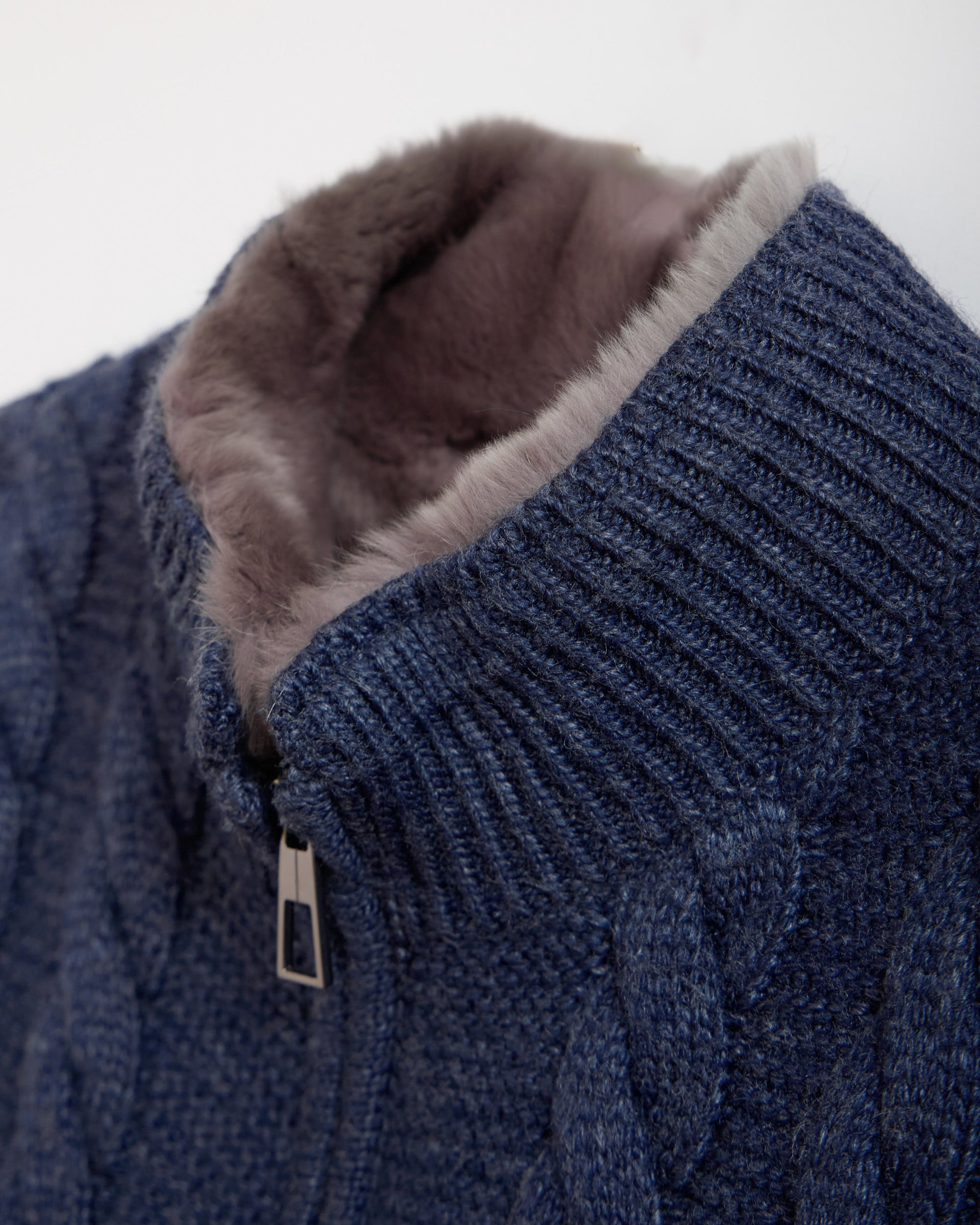 BRAID Rex Rabbit Fur Men's Wool Knitwear Cardigan