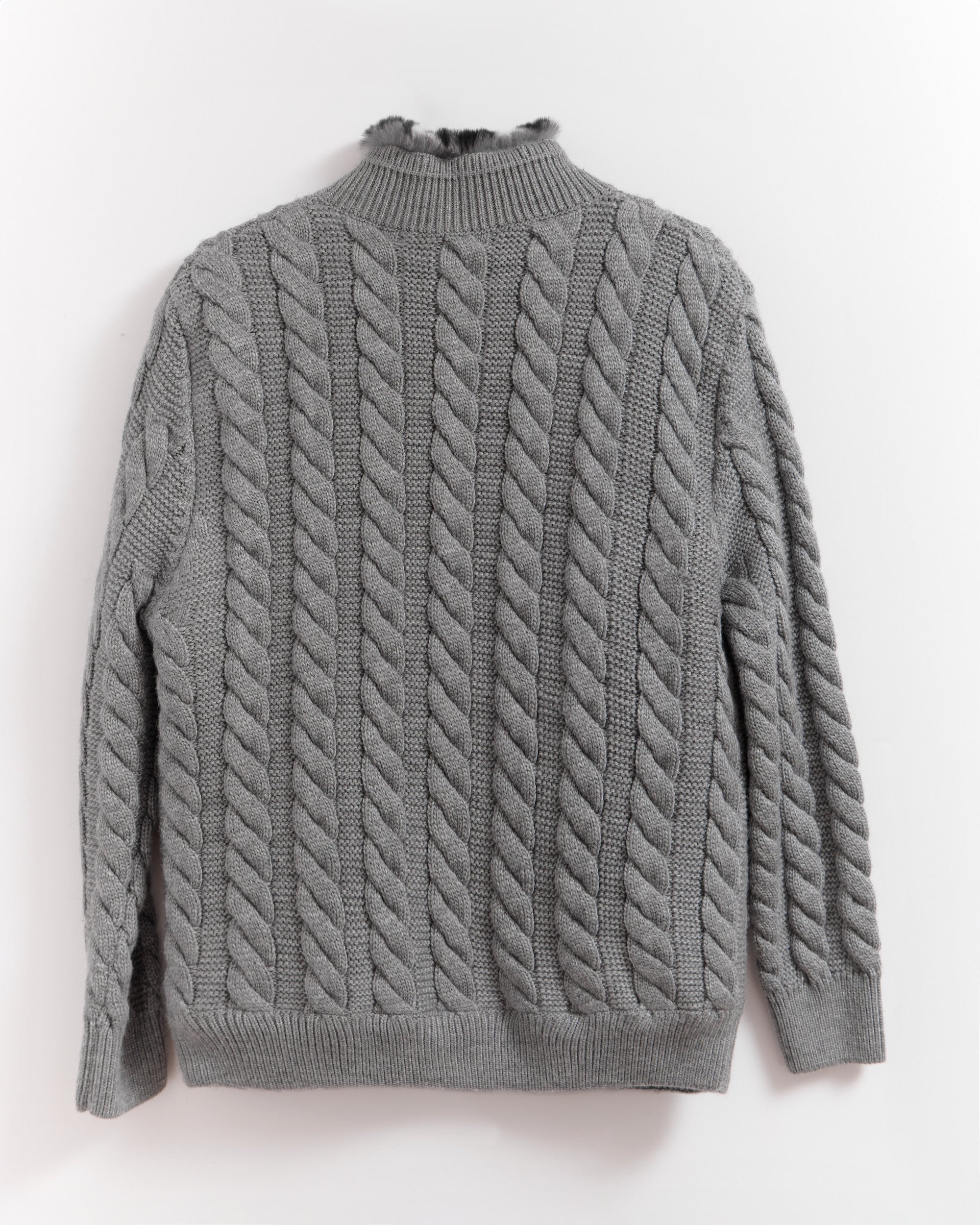 BRAID Rex Rabbit Fur Men's Wool Knitwear Cardigan