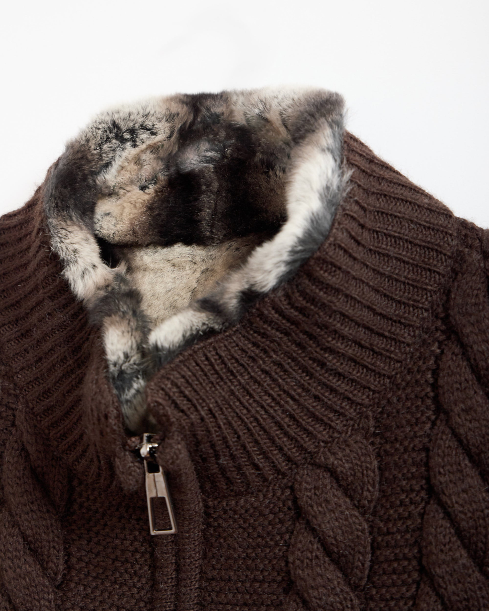 BRAID Rex Rabbit Fur Men's Wool Knitwear Cardigan