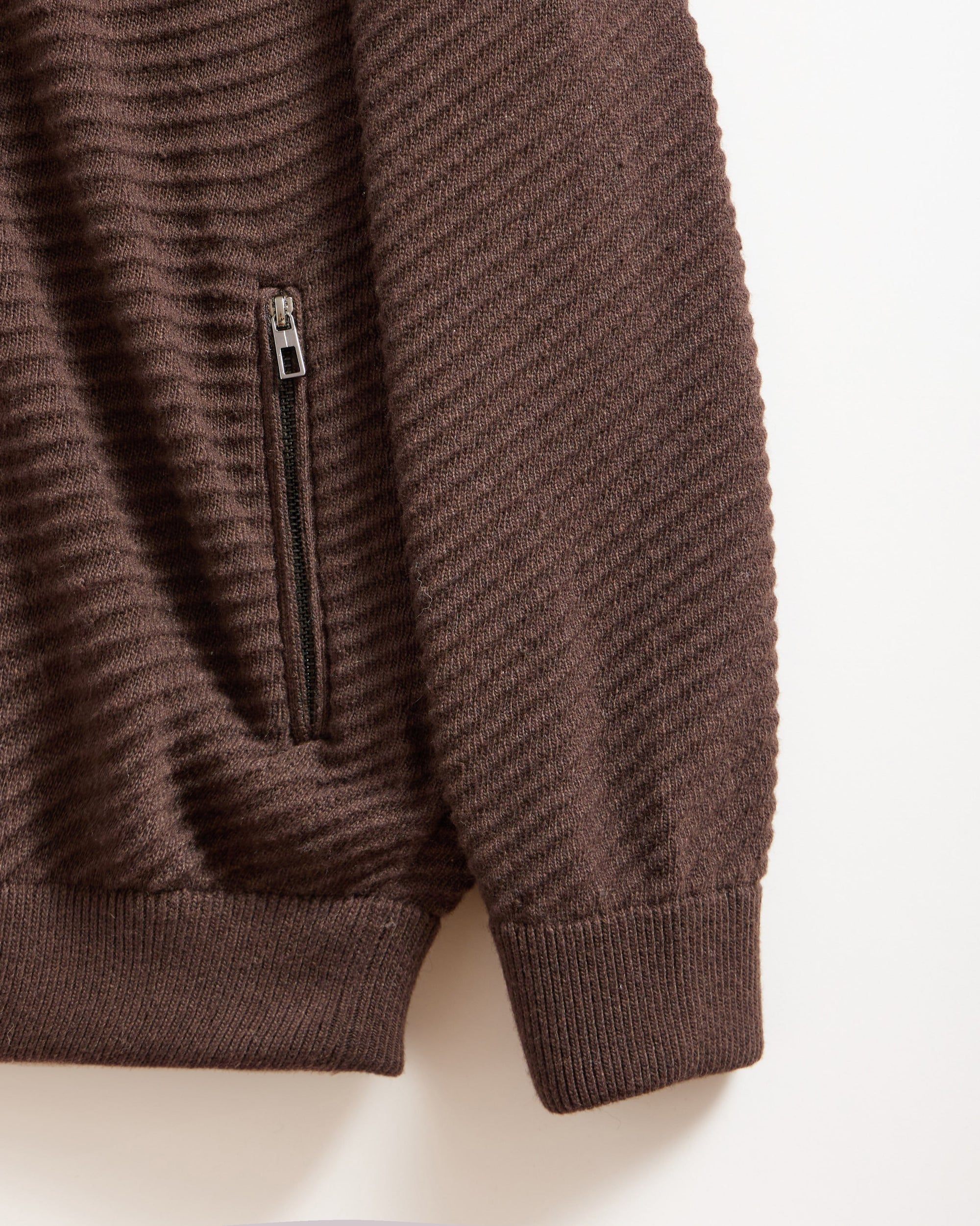 Herringbone Knit Cardigan with Leather Accents