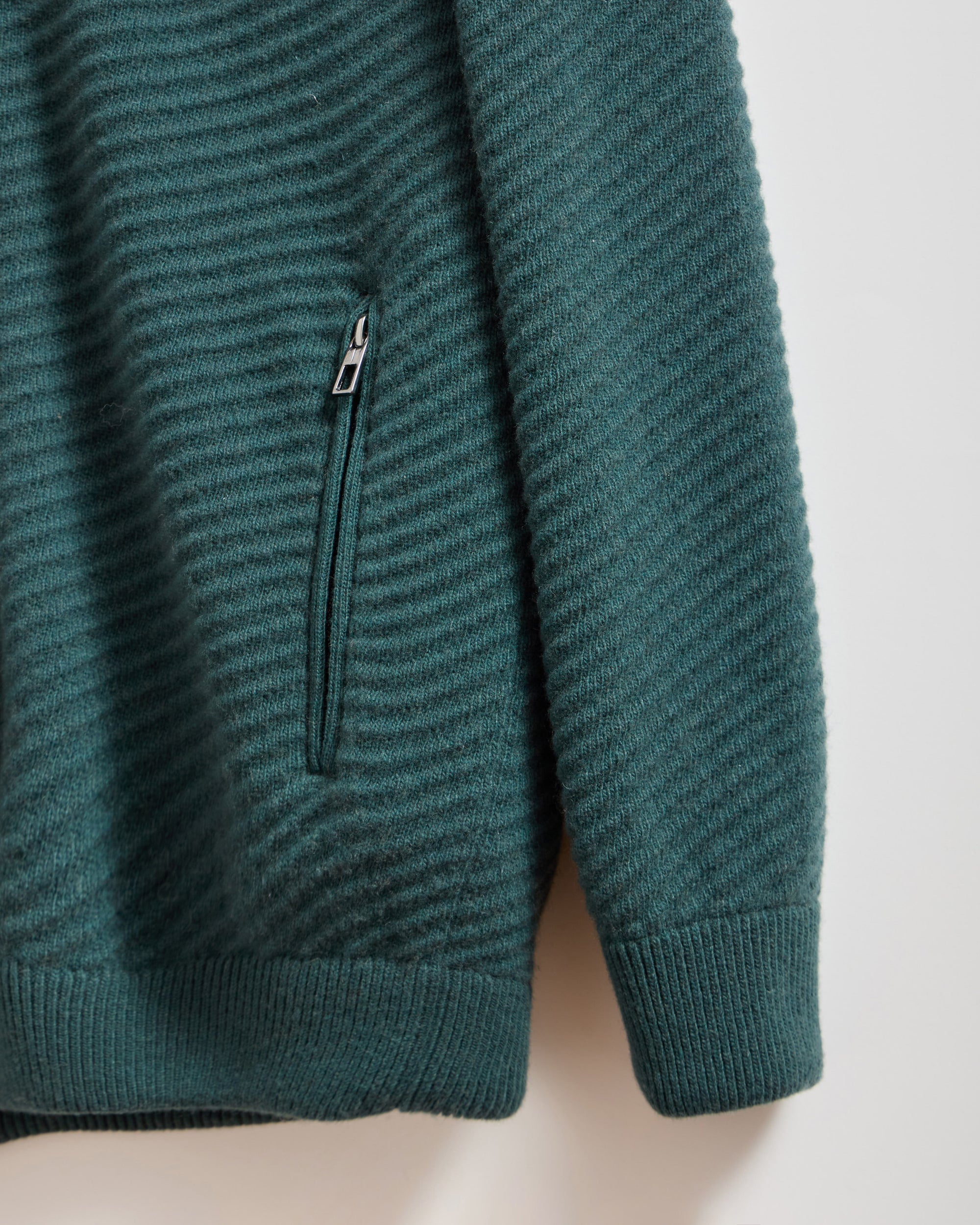 Herringbone Knit Cardigan with Leather Accents