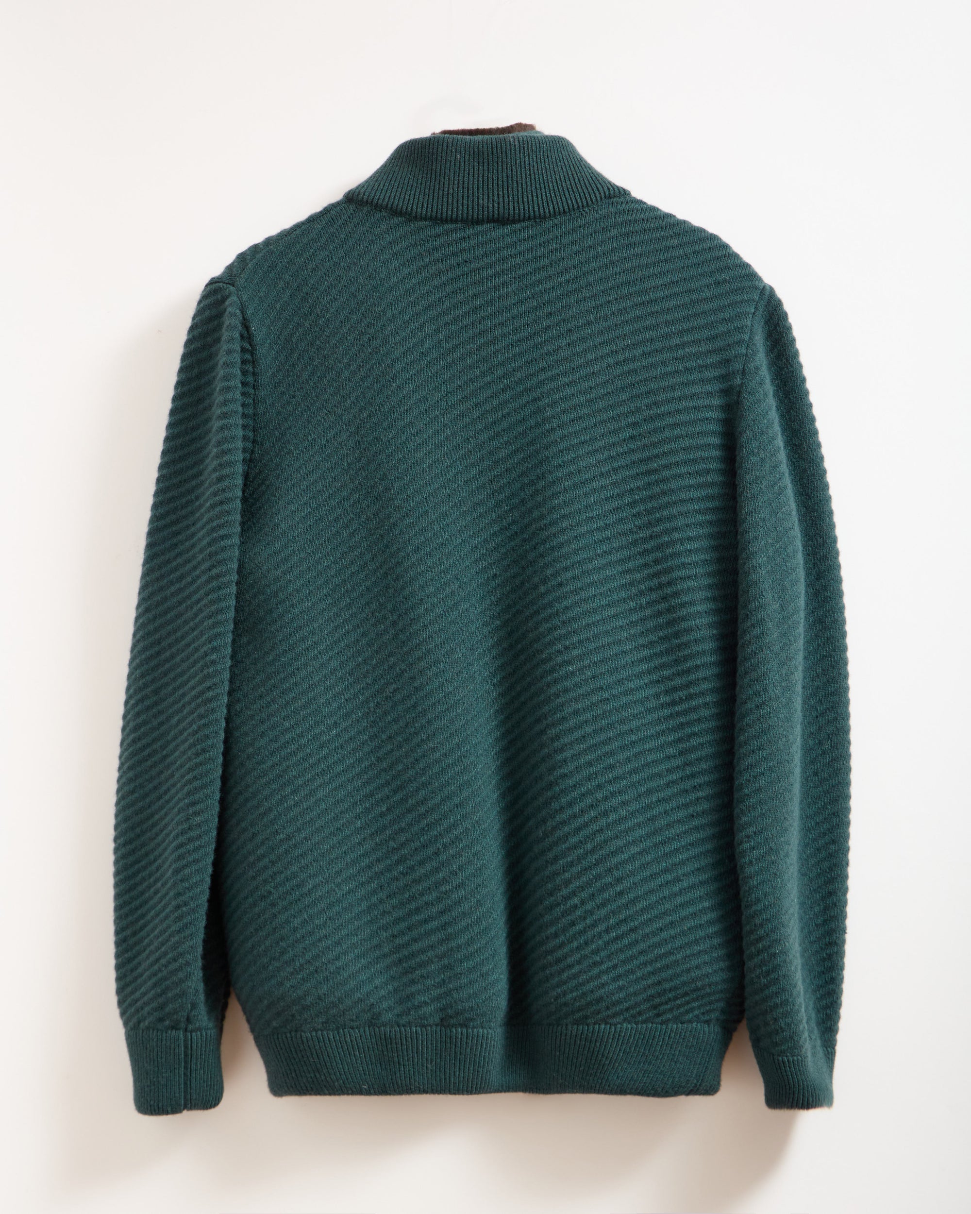 Herringbone Knit Cardigan with Leather Accents