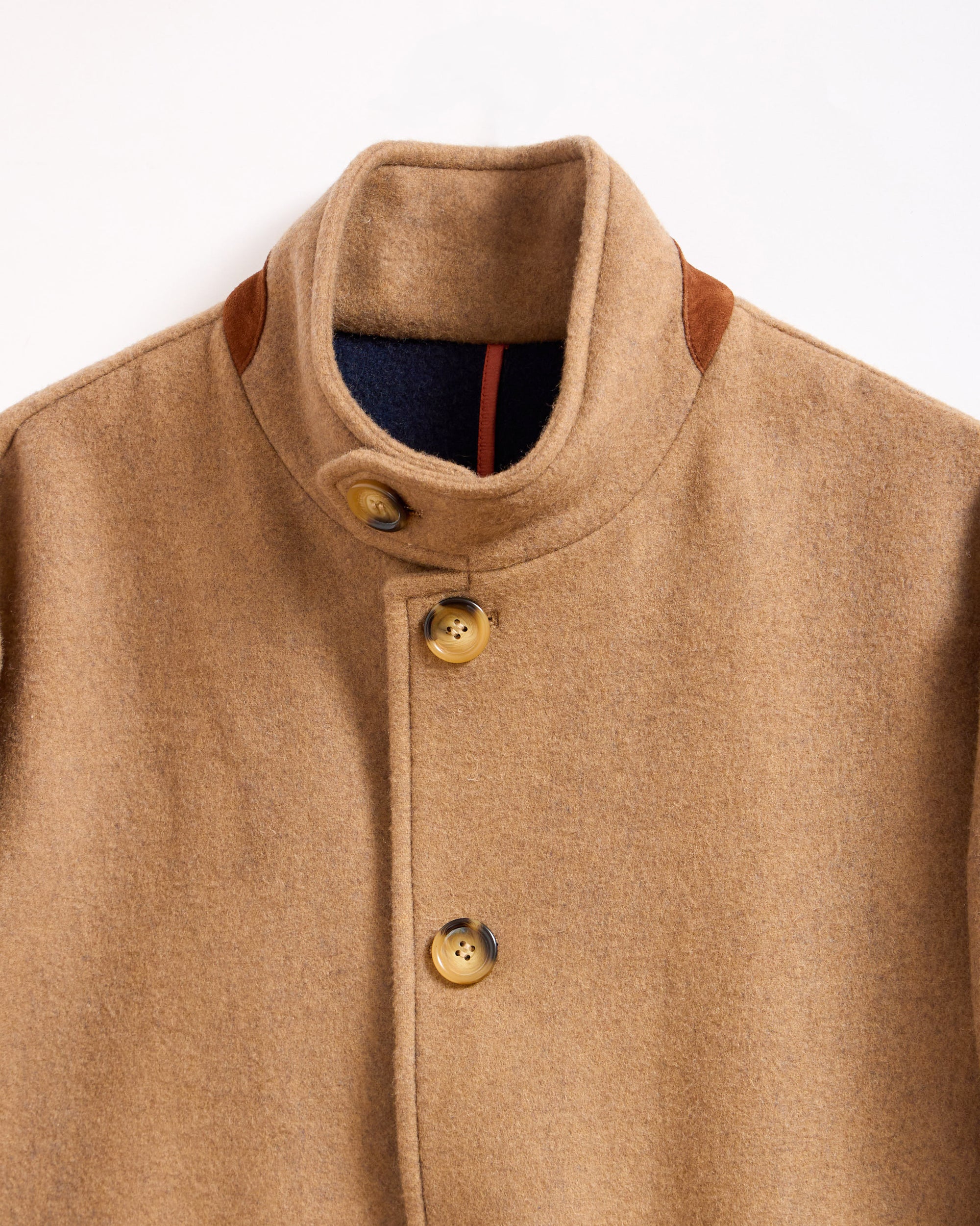 Luxury Cashmere Overcoat with High Collar and Leather Detailing