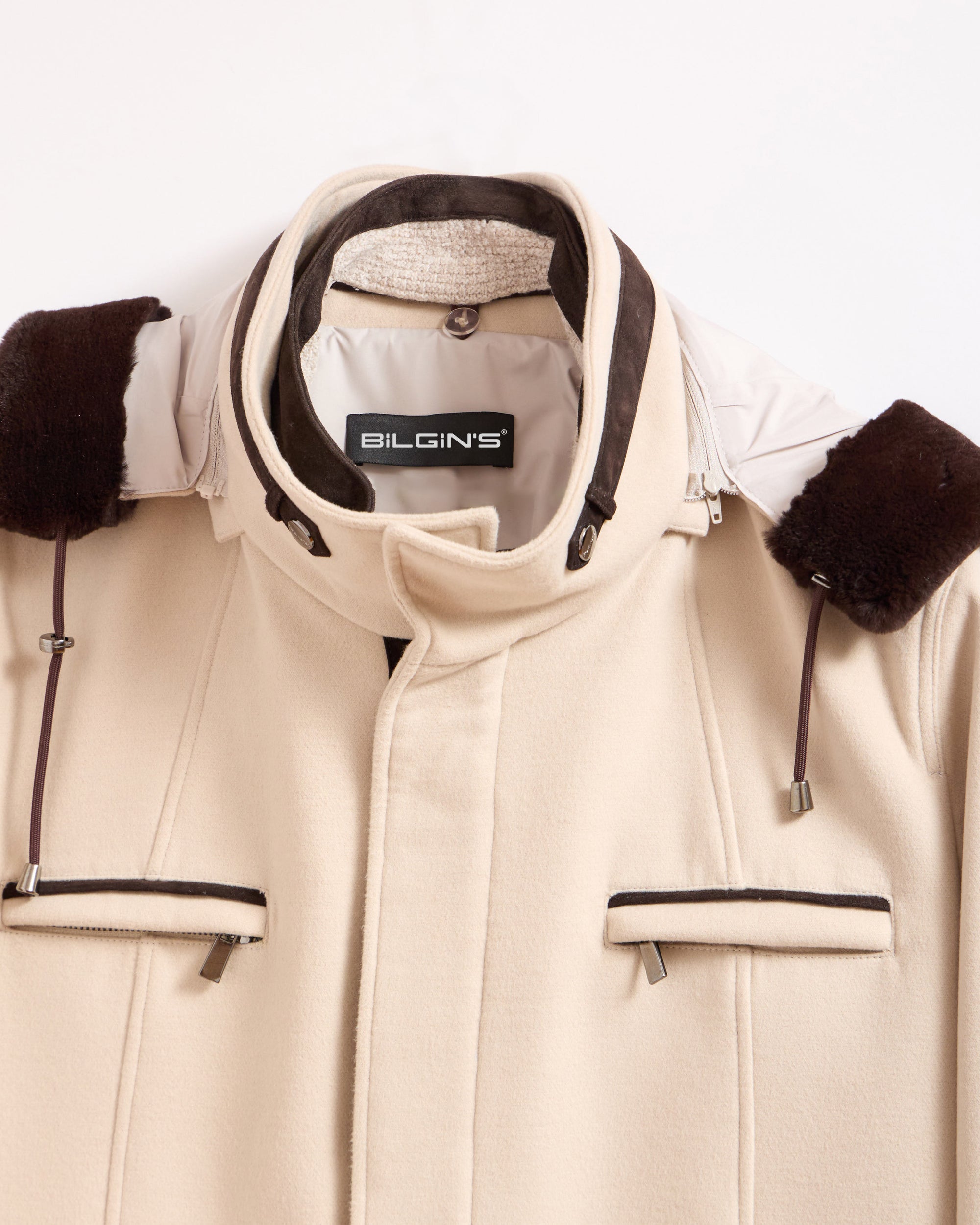 SAFARI Rex Fur and Suede Leather Detailed Cashmere Jacket