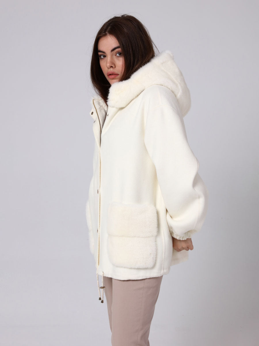 LIPA Mink Fur Detailed Cashmere Coat
