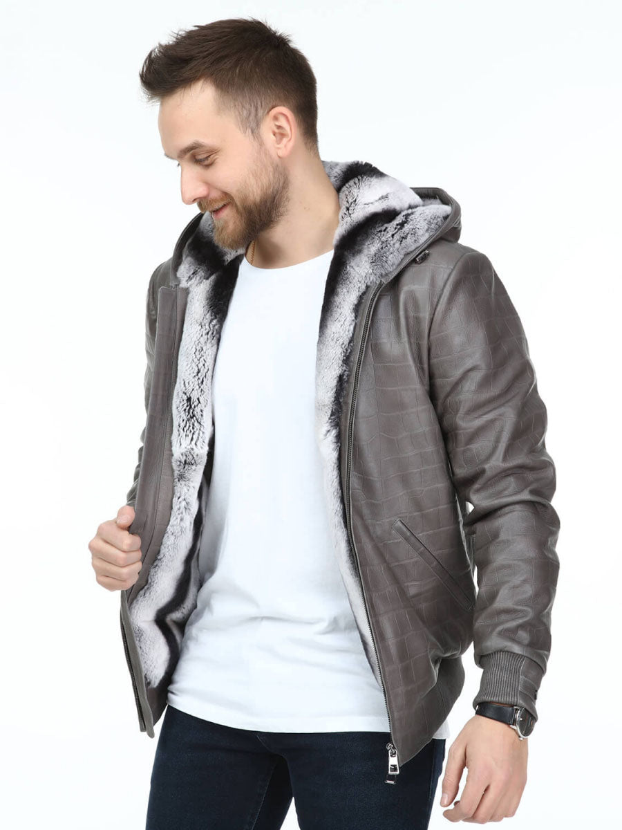RONCHAMP Rex Rabbit Fur Men's Leather Coat