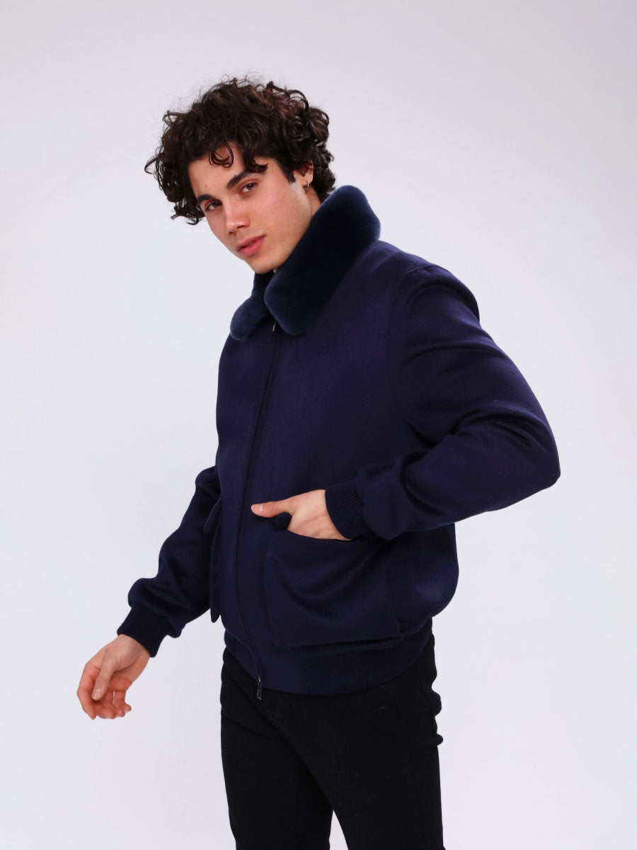 DORE Rex Rabbit Fur Men's Cashmere Coat