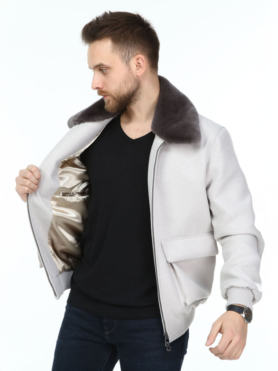 DORE Rex Rabbit Fur Men's Cashmere Coat
