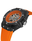 Orange Dial Black Coated Automatic Men's Wristwatch