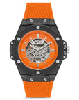 Orange Dial Black Coated Automatic Men's Wristwatch