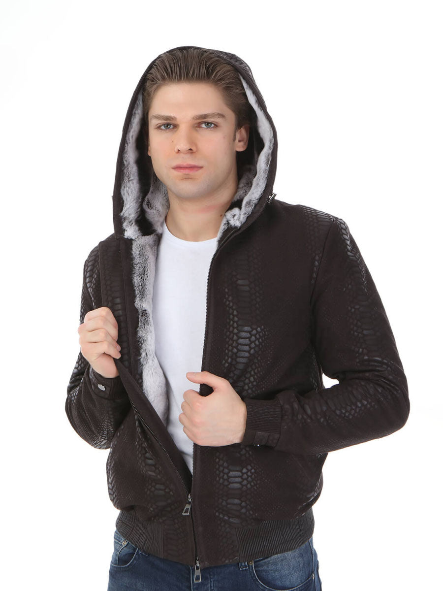 FIELDLINE Rex Rabbit Fur Men's Suede Leather Jacket