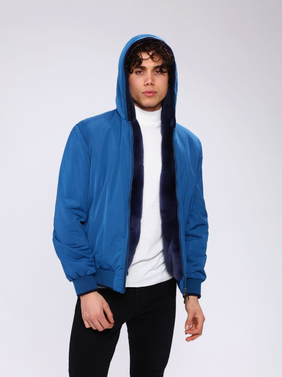 ROPE Rex Rabbit Fur Men's Waterproof Coat