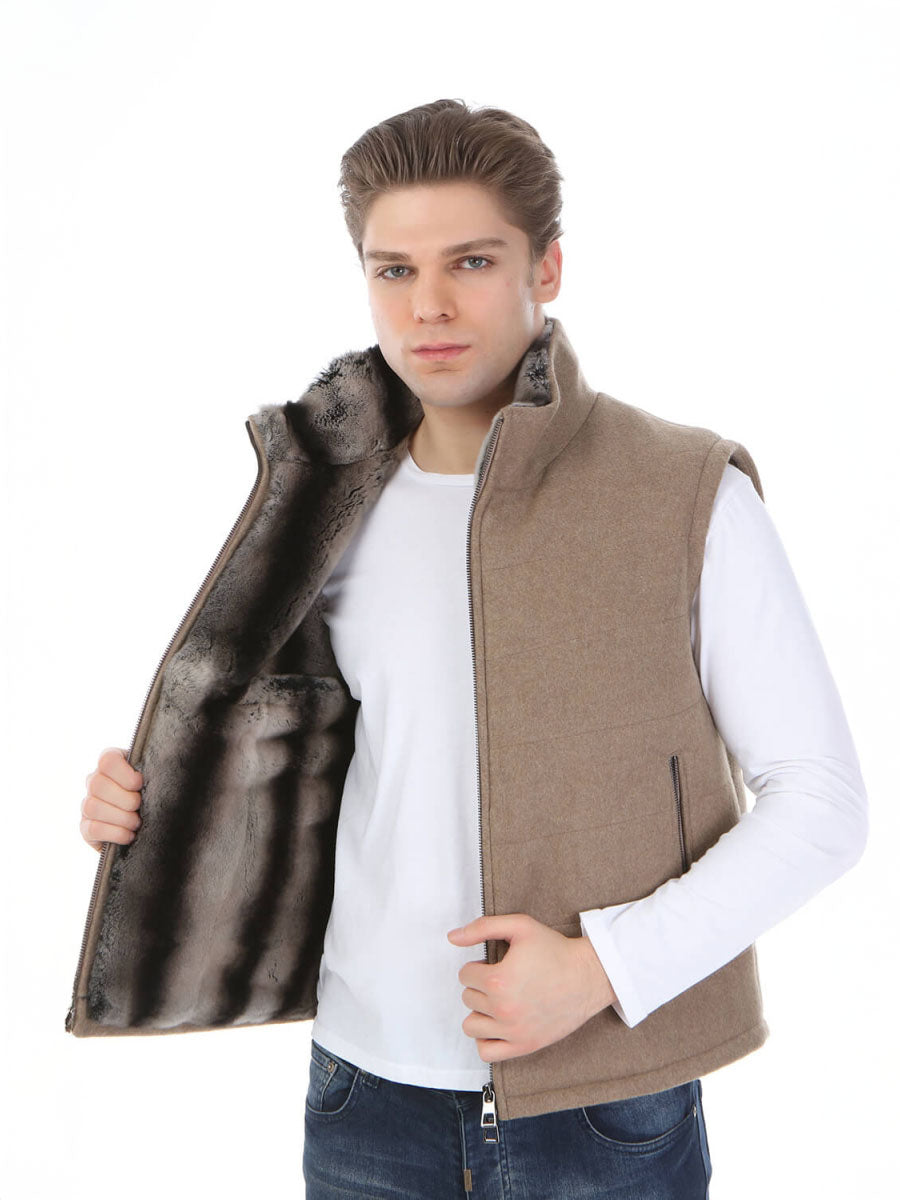 TOLVA Rex Rabbit Fur Men's Cashmere Vest