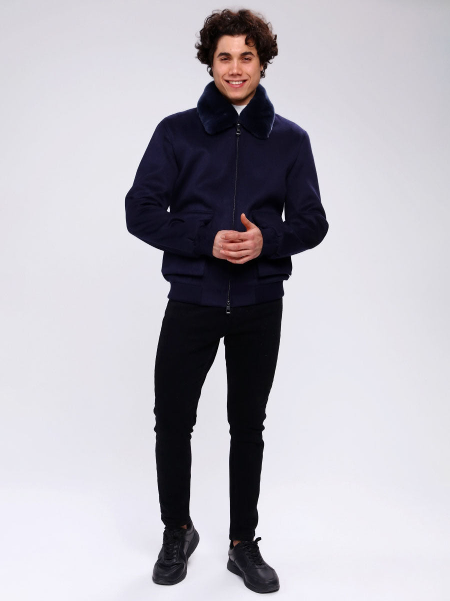 DORE Rex Rabbit Fur Men's Cashmere Coat