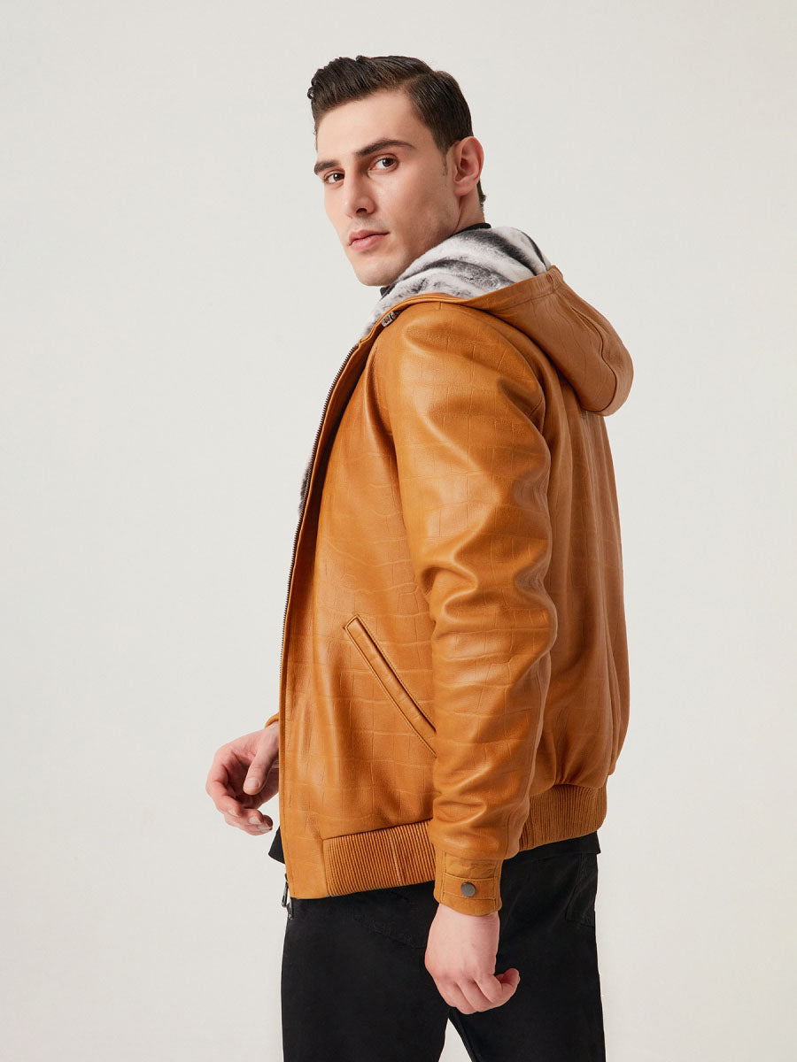 RONCHAMP Rex Rabbit Fur Men's Leather Coat