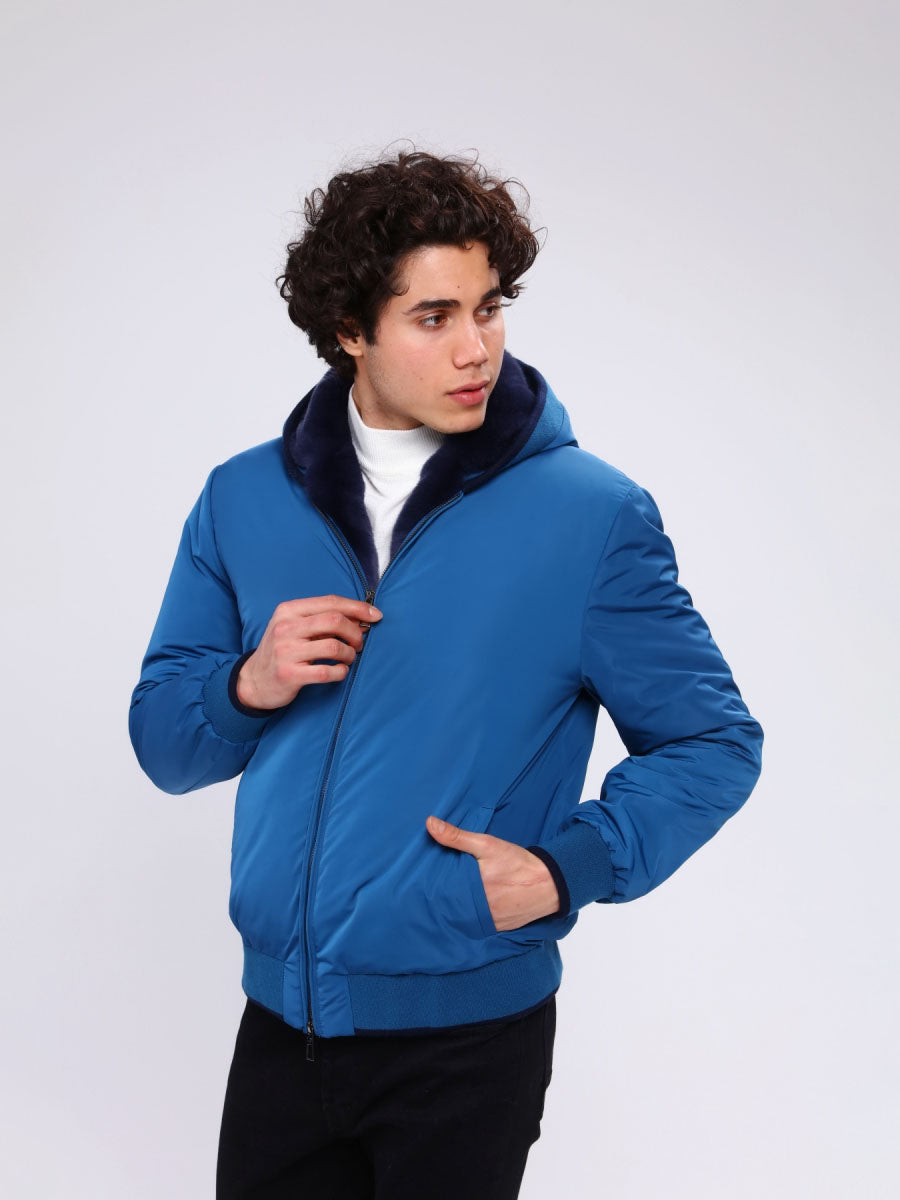 ROPE Rex Rabbit Fur Men's Waterproof Coat