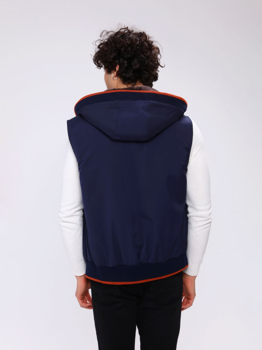 JOYGEN Rex Rabbit Fur Men's Vest