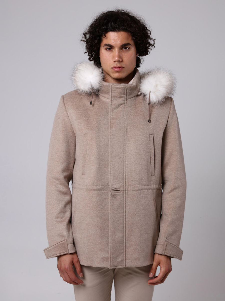 LAKE Fox Fur Detailed Cashmere Men's Jacket