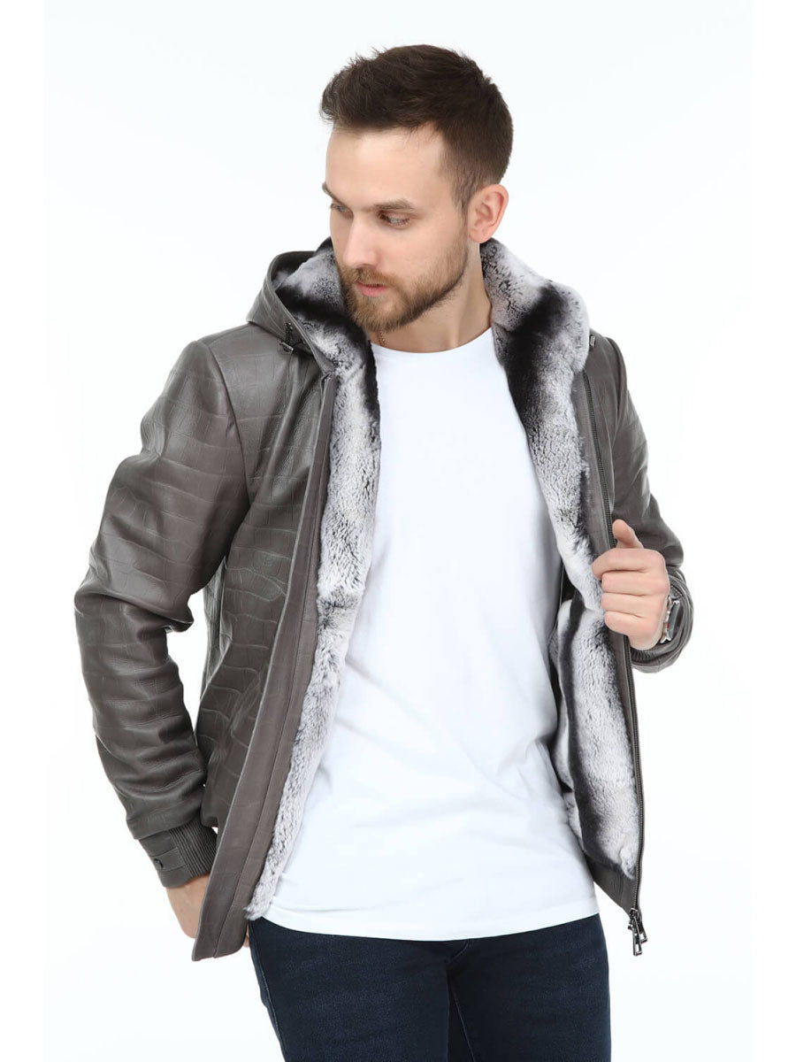 RONCHAMP Rex Rabbit Fur Men's Leather Coat