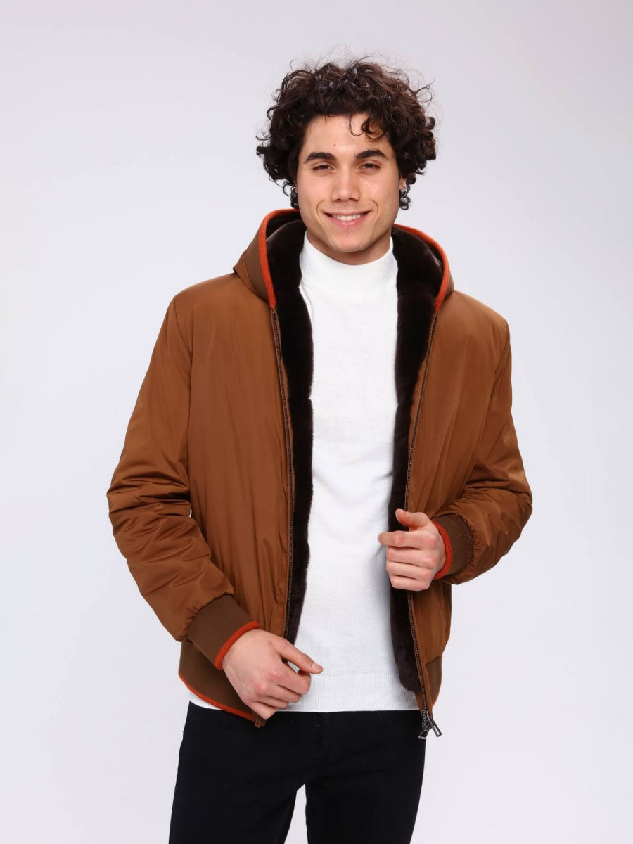 ROPE Rex Rabbit Fur Men's Waterproof Coat