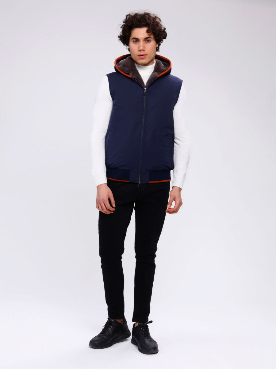 JOYGEN Rex Rabbit Fur Men's Vest