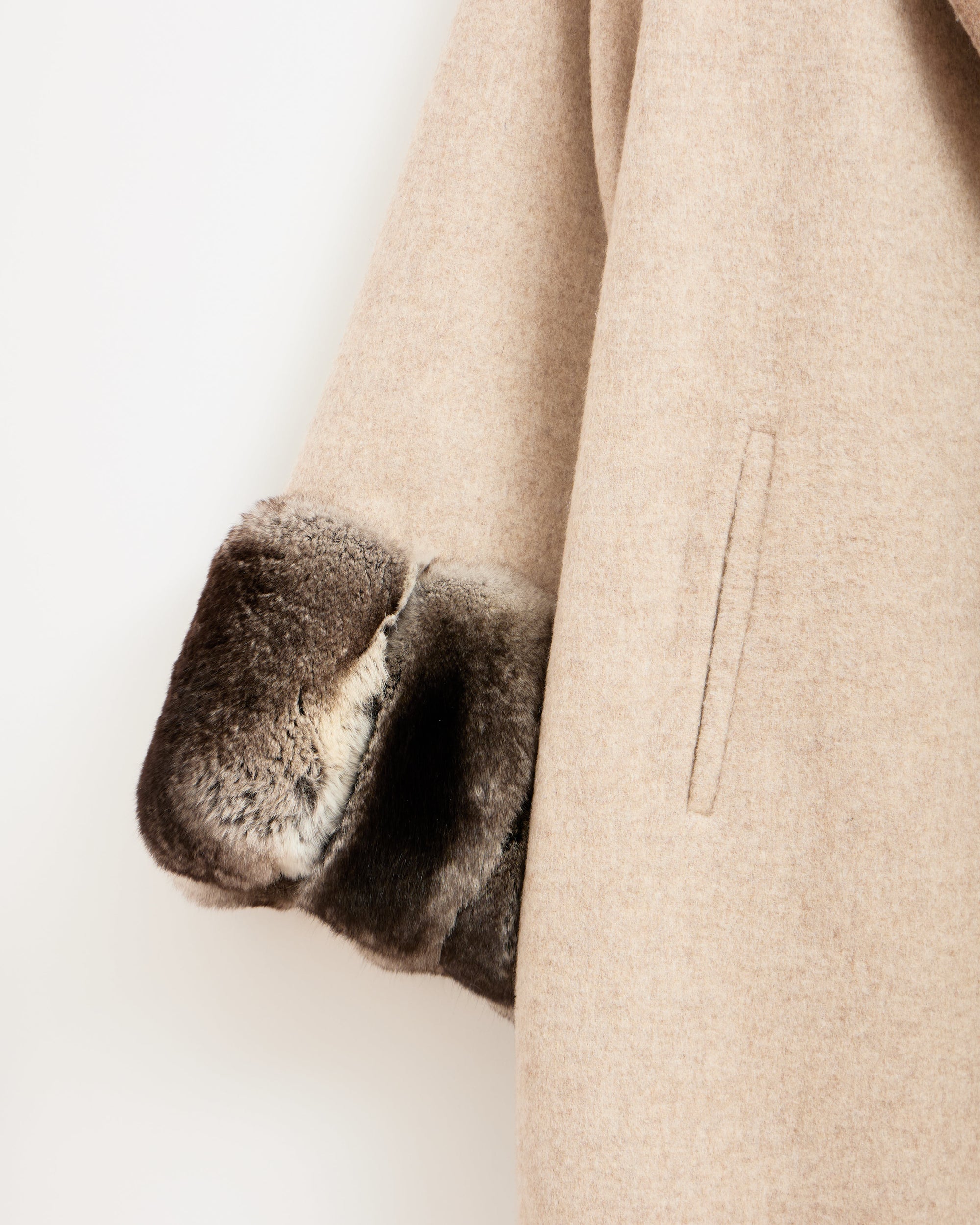 Oversized Alpaca Coat with Chinchilla Fur Cuffs