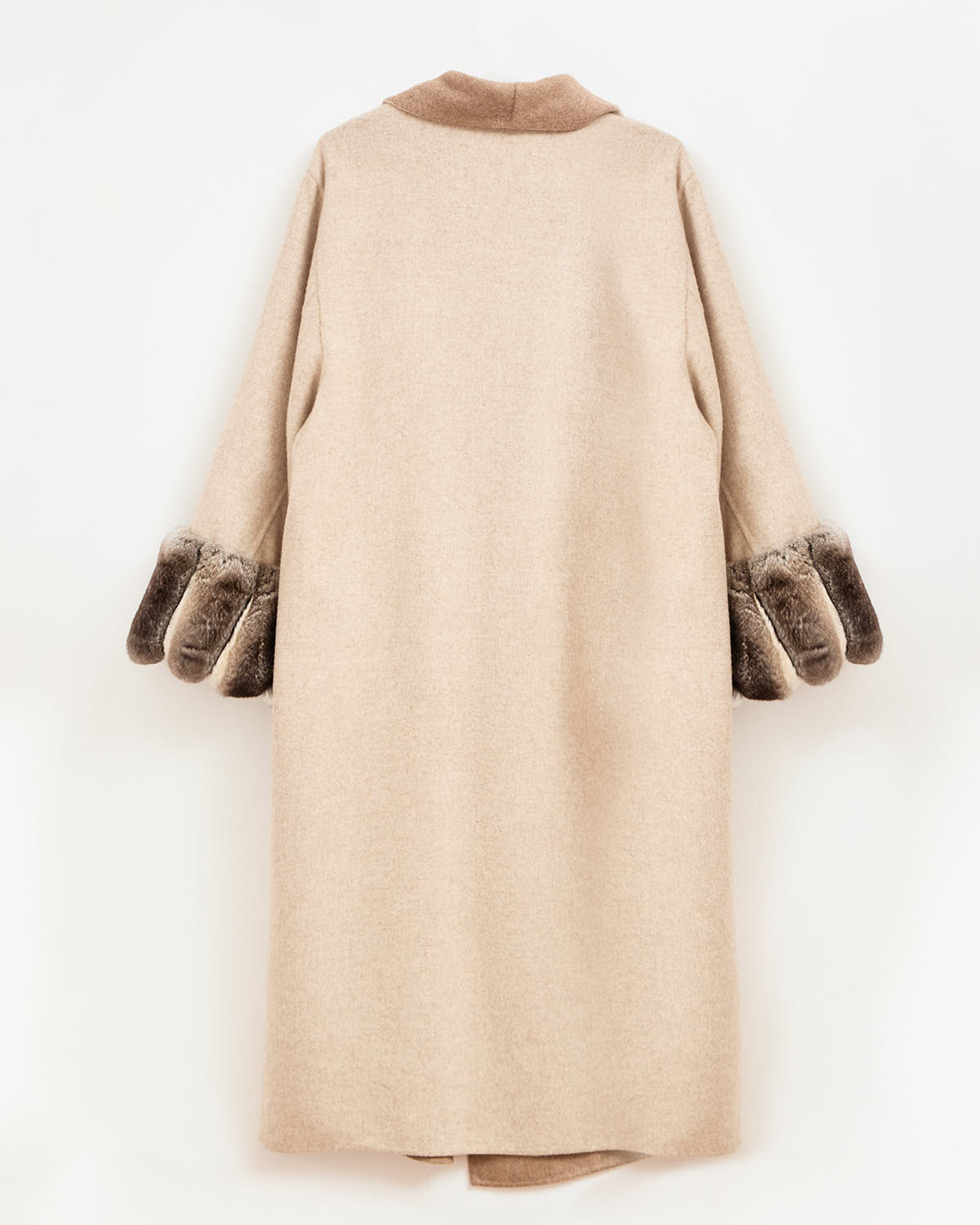 Oversized Alpaca Coat with Chinchilla Fur Cuffs