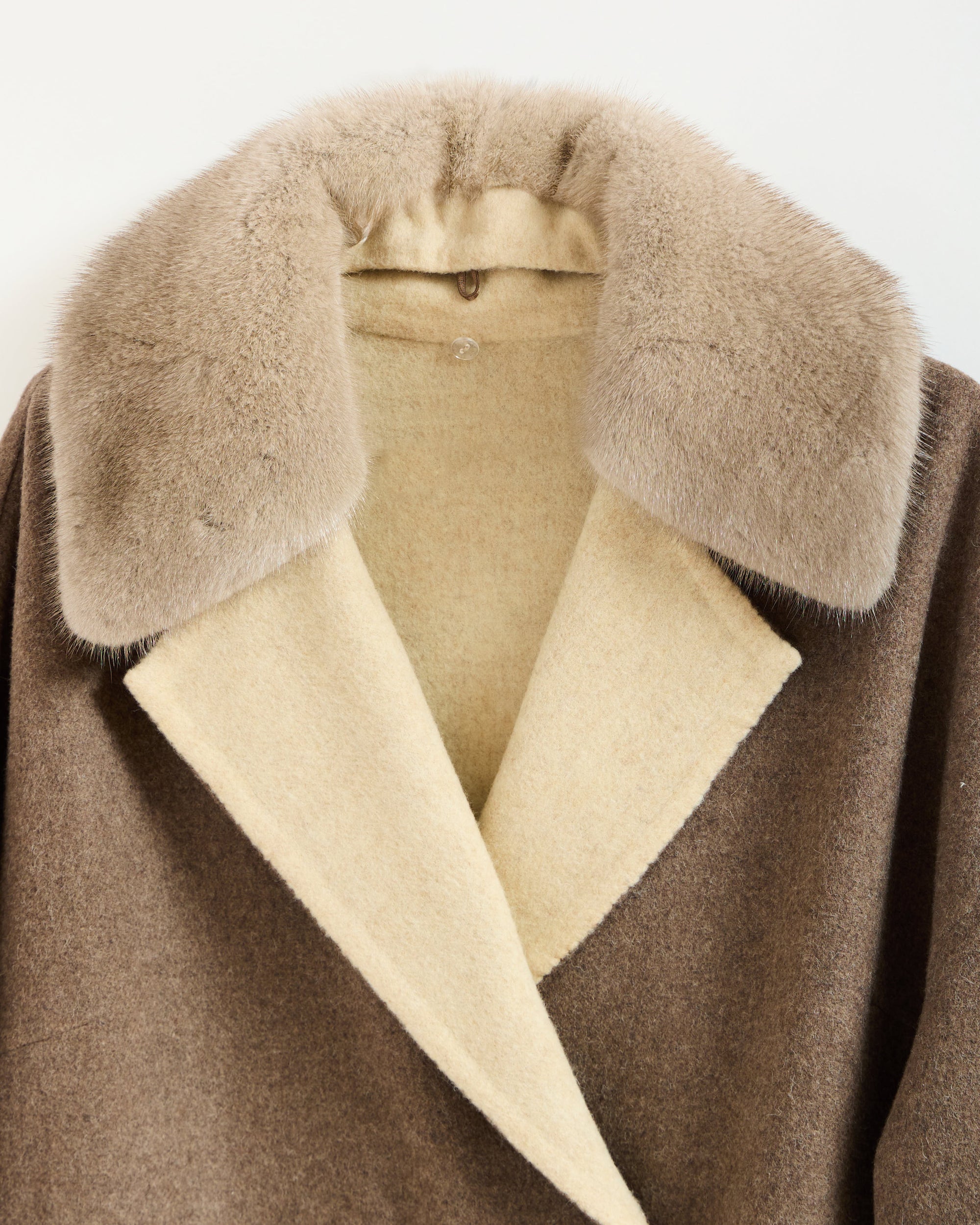 Cozy Alpaca Blend Coat with Fur Trim