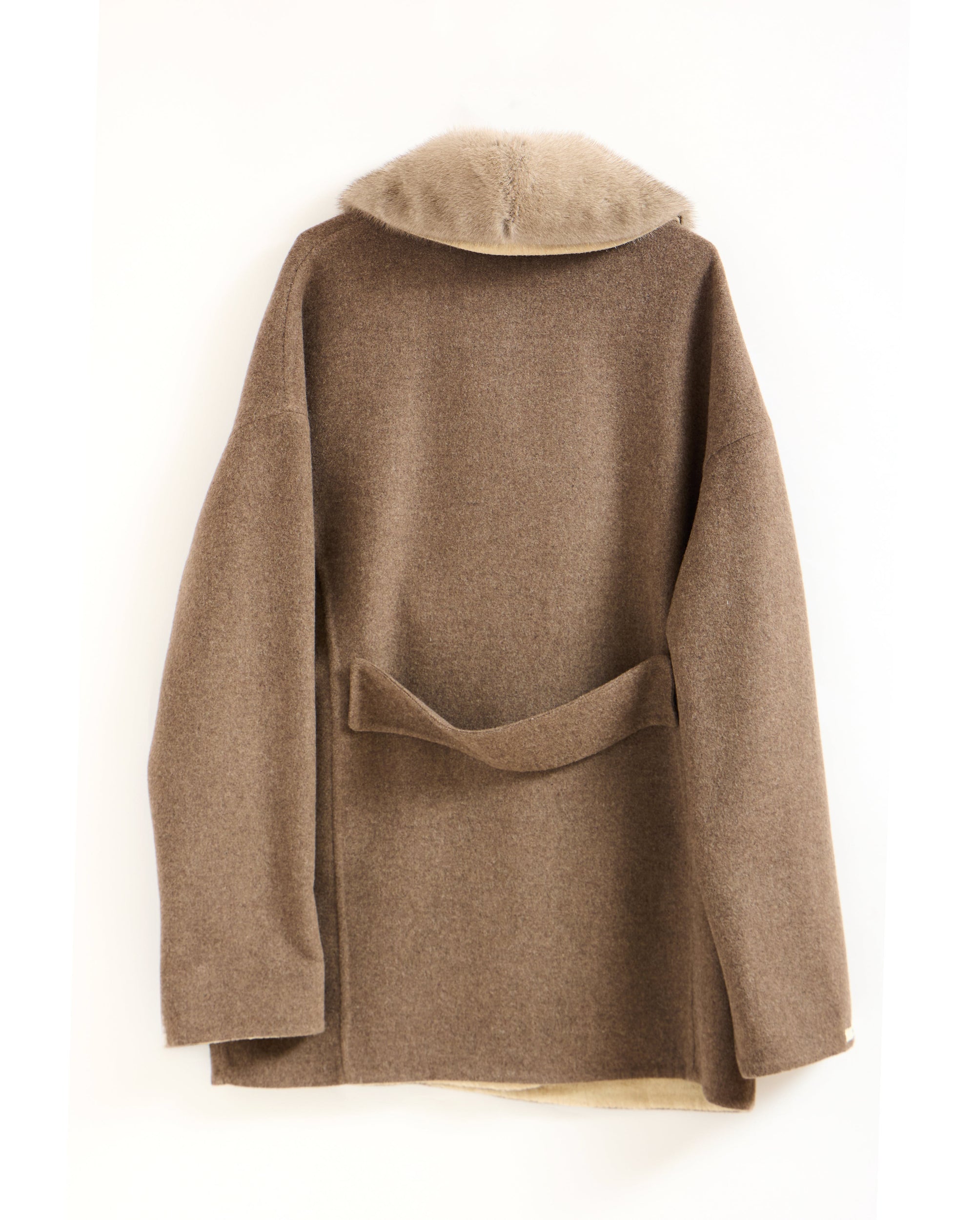 Cozy Alpaca Blend Coat with Fur Trim