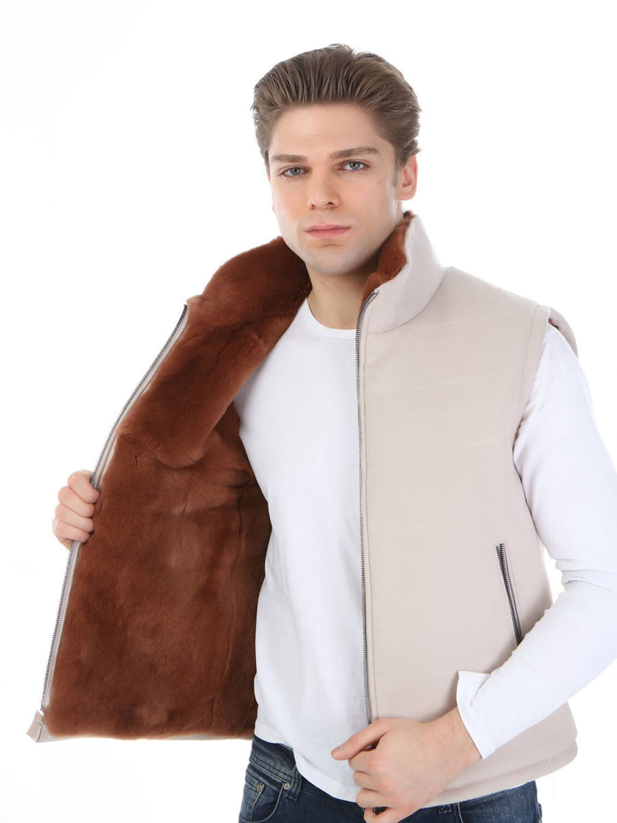 TOLVA Rex Rabbit Fur Men's Cashmere Vest