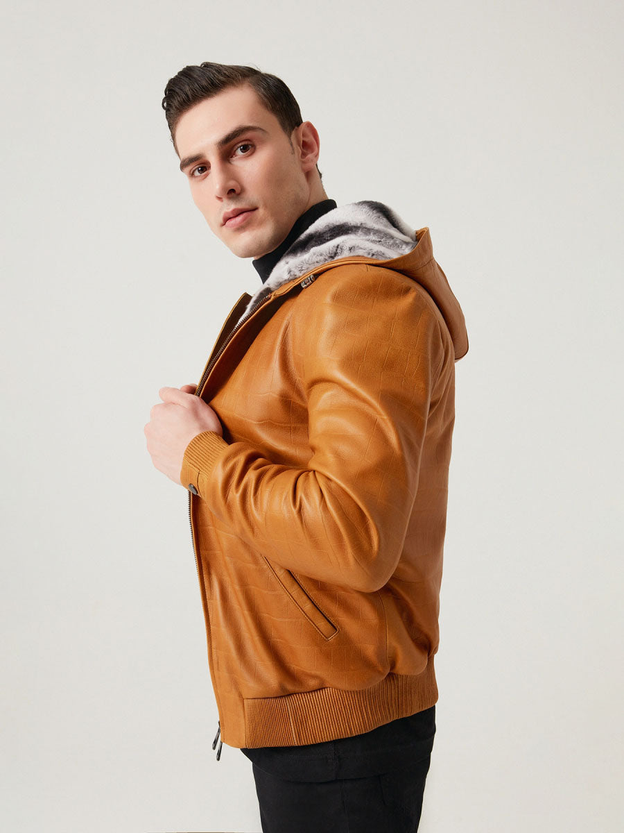 RONCHAMP Rex Rabbit Fur Men's Leather Coat