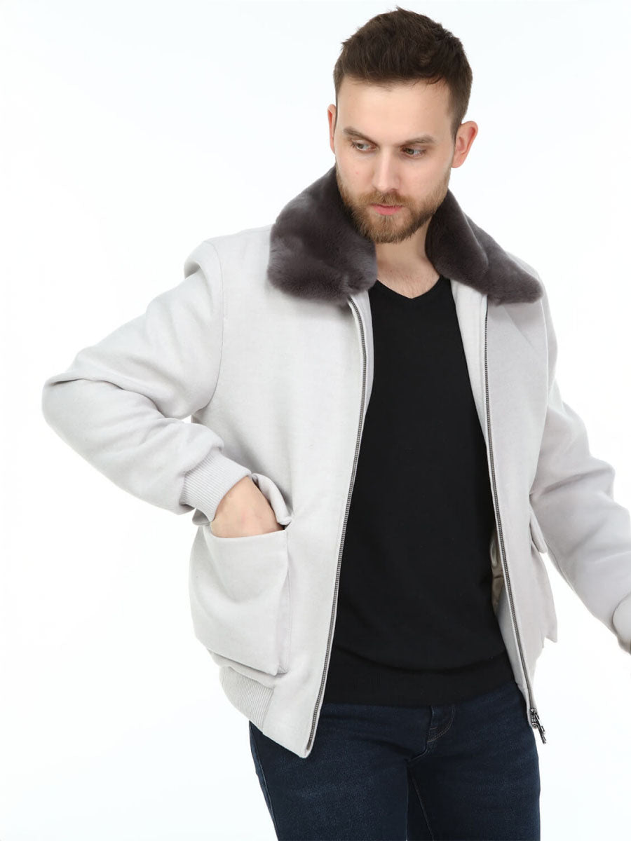 DORE Rex Rabbit Fur Men's Cashmere Coat