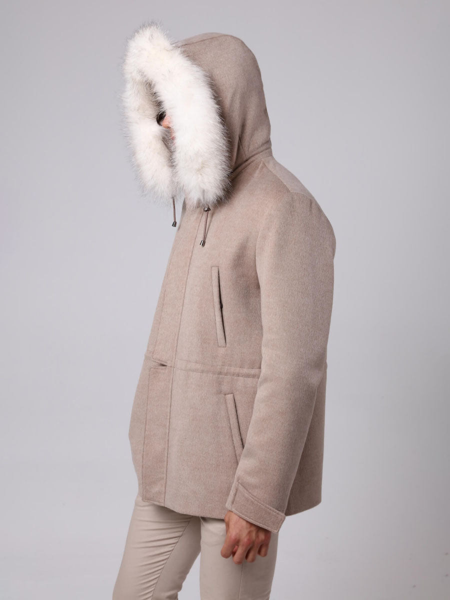 LAKE Fox Fur Detailed Cashmere Men's Jacket