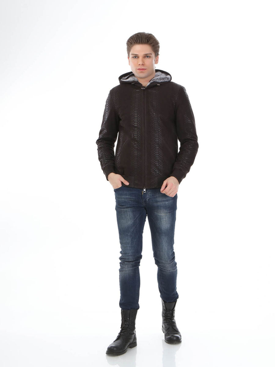 FIELDLINE Rex Rabbit Fur Men's Suede Leather Jacket