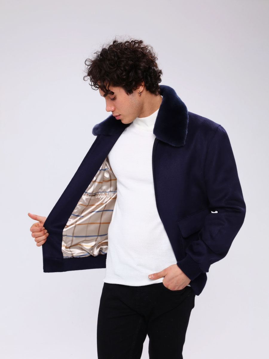 DORE Rex Rabbit Fur Men's Cashmere Coat