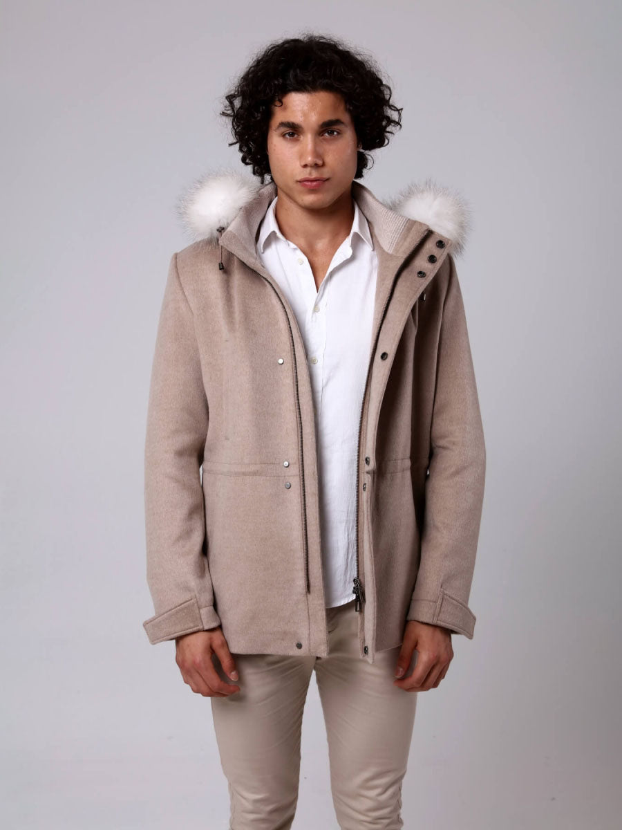 LAKE Fox Fur Detailed Cashmere Men's Jacket